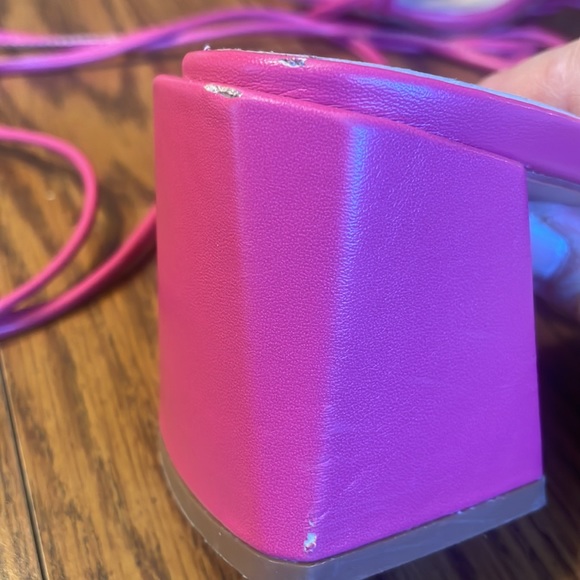 vivianly women’s lace up chunky heel sandals, ankle wrap heel, size 6. - Picture 6 of 9